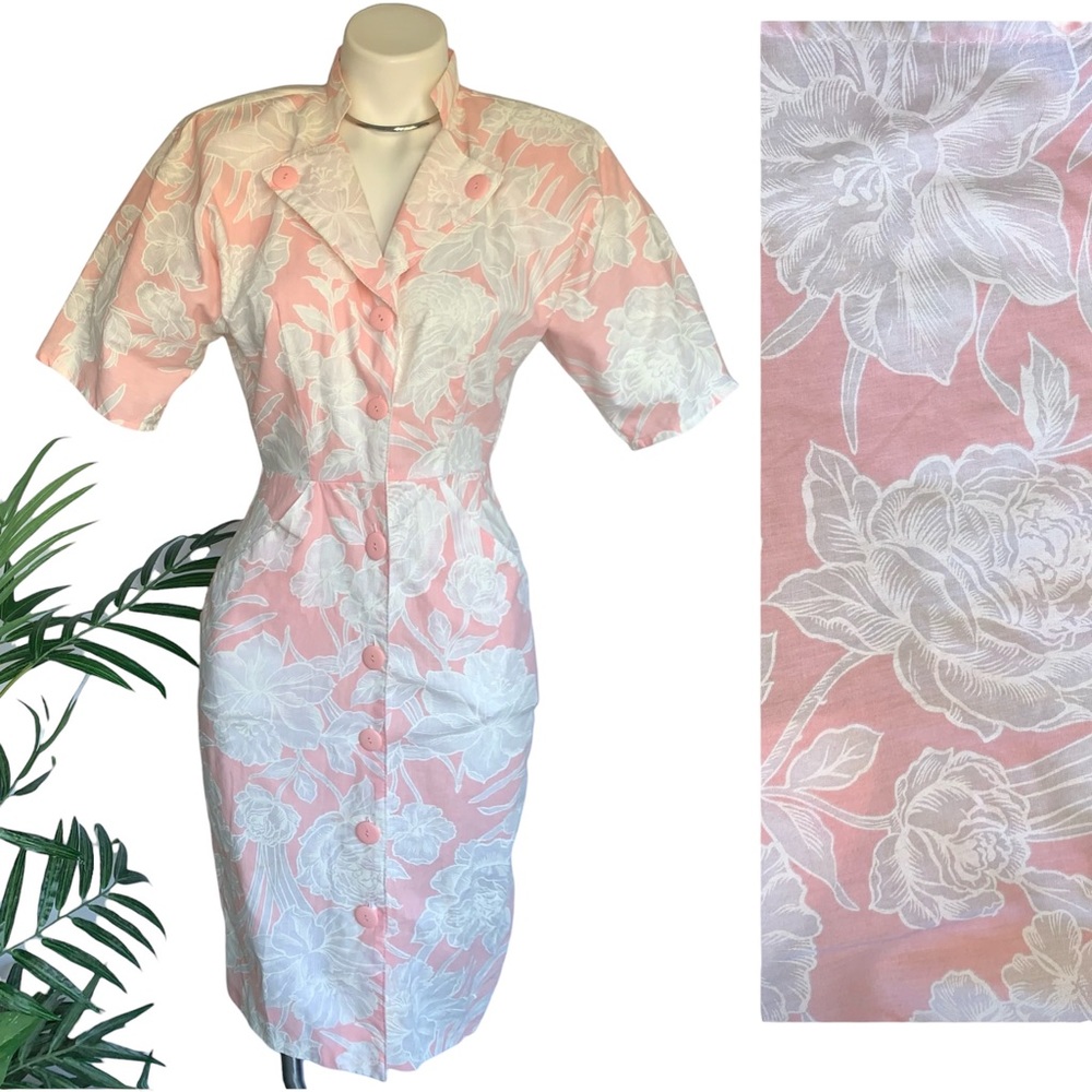 v i n t a g e :: Floral Fitted Pastel Button Down Shirt Dress